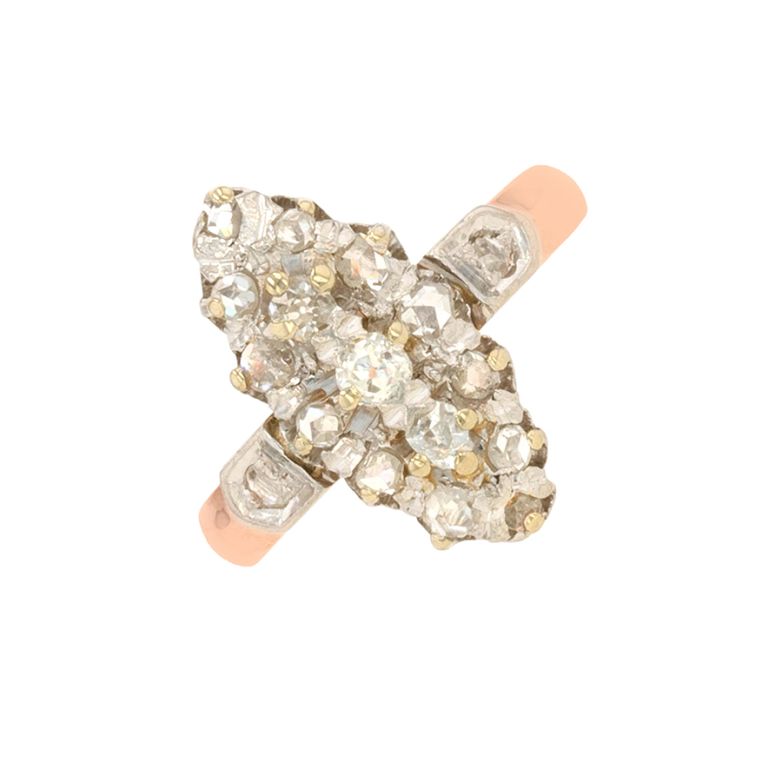 Bague marquise ancienne diamants 0.12 carat 2 ors 4.80g Comme neuf -  reconditionné disponible sur Gemme Les Bijoux